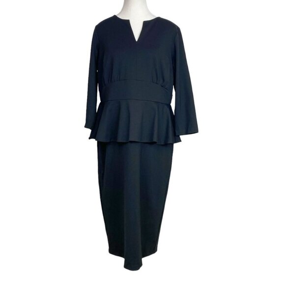 ELOQUII BLACK PEPLUM SHEATH MIDI FORMAL DRESS - 14 - Picture 1 of 10